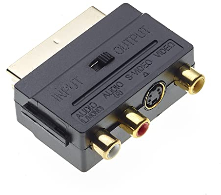SCART Adaptor, 1x SCART, 3x RCA Audio Adapter Converter & Mini-DIN, Pack of 2 - Gold-plated connectors