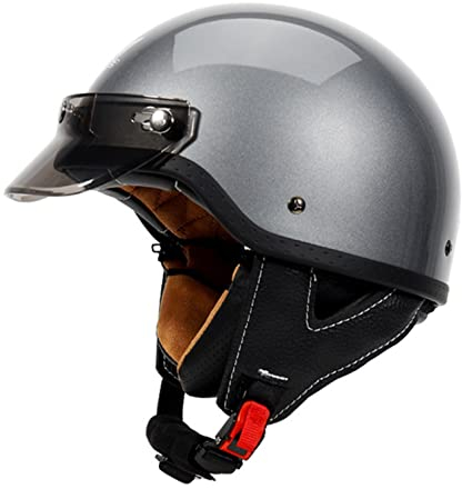 Halbschalenhelm,Halbhelme Motorradhelm mit ECE Genehmigt Brain-Cap, Motorrad Half Helm, Halbschale Roller-Helm Scooter-Helm Jet-Helm Retro für Erwachsene Herren Damen C,XXL