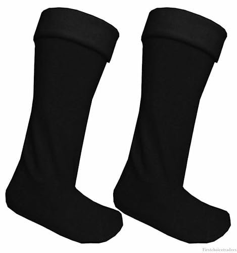 Sock Tec Mens Fleece Wellie Socks Adult Welly Wellington Boot Thermal Liners Warm Outdoor Sock One Size 6-11 (Black)