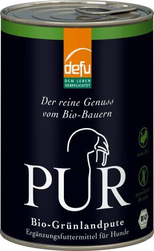 defu Hundefutter | 12 x 400 g | PUR Bio Grünlandpute | Premium Bio Nassfutter | Ergänzungsfuttermittel für Hunde