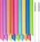 Bubble Tea Paille, 16 Pièces Pailles Réutilisables en Fort Plastique avec 2 Brosses de Nettoyage, Paille pour Bubble Tea Juice et Soda