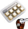 Eiswürfel-Set (1 Paar Zangen, 6/8 Eiswürfel, mit Aufbewahrungsbox), Eiswürfelbehälter aus Edelstahl 304, Whisky-Stein, wiederverwendbar, ohne Verdünnung (Gold, 8 Kapseln)