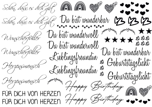 Farbwuselei Kerzen Tattoofolie - Wasserschiebefolie - Sprüche zum Verschenken - für Kerzen/Keramik DIN A5 Kerzensticker Kerzentattoos Freundin Geburtstag (Schwarz)