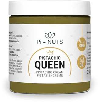 Pi-nuts Pistaziencreme bis zu 54,5% Pistazien - Brotaufstrich Süß - Pistazienmus - Pistazienpaste für Eis, zum Backen, als Aufstrich - Crema di Pistacchio ohne Palmöl - 250g