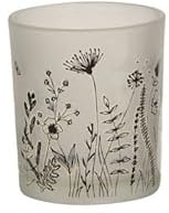 Windlicht 9x7cm Pilze Weiss matt Teelichthalter Windlichter Fliegenpilze Kerzenhalter Glas Kürbisse Blumen Blüten Liebe Geschenk Gras b543 Herbstdeko