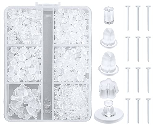 Ohrring Rücken und Ohrring Stifte Set, Weich Klar Ohrring Verschlüsse in 5 Stilen Hypoallergen Ohrring Verschlüsse und Ohrring Stifte für Männer und Frauen Ohrring DIY (600 Stück)