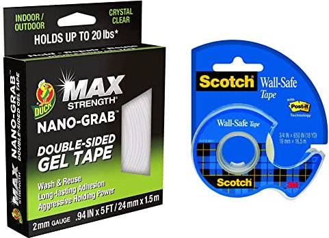 Duck Max Strength Double Sided Nano Tape - Reusable Strong Adhesive Tape & Scotch Wall-Safe Tape, 16.5 m x 19 mm, Pack of 1