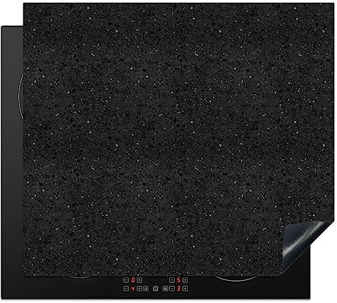 KitchenYeah© Herdabdeckplatte Einteilig Küche Herdabdeckung Induktionsfeld Ceranfeld Herdabdeckplatten Vinyl Matte Aufrollbar Granit - Schwarz - Grau - Dunkel - 59x52 cm