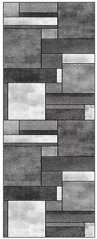 ZUZEKU Läufer Flur Küche Waschbar rutschfest 40X150cm Geometrisches Vintage Muster Grau Lang Küchenteppich Flurteppich Teppich Fur Korridor Wohnzimmer Schlafzimmer Meterware Anpassbar