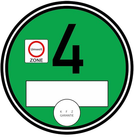 Sammys Shirt Store Umweltplakette Abgasplakette Grüne Klasse 4 innenklebend Vinyl-Aufkleber Sticker für Auto wetterfest