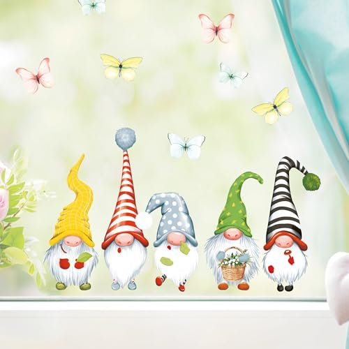 Wandtattoo Loft Fensterbild Frühling Ostern 5 Zwerge Schmetterlinge Fensterdeko Kinderzimmer Kind Frühlingsdeko Osterdeko, A2 Bogen