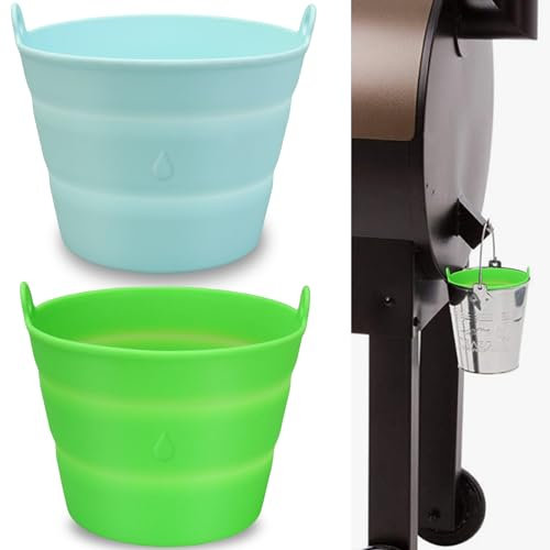 FOWSRHRG Traeger Fetteimer-Einsatz, 2 x Fettbecher-Einlagen, wiederverwendbare Traeger-Tropfschale für Traeger, Eisenholz-Grill, auslaufsicher, faltbare Grills, Outdoor-Kochzubehör, Tropfpfanne, blau,