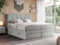 MKS MEBLE Boxspringbett 200x200 mit Bettkasten und Matratze H3 - Boxbett - Hellgrau Struktur - ERNI King
