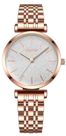 NIBOSI Women's Watch Analog Rose Gold Quartz Watch for Ladies Stylish Waterproof Stainless Steel Dress Wrist Watch Girl Bracelte