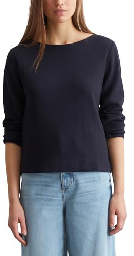 Marc O'Polo Damen Sweatshirt mit U-Boot-Ausschnitt Regular Fit, Blau (Deep Night Blue), S
