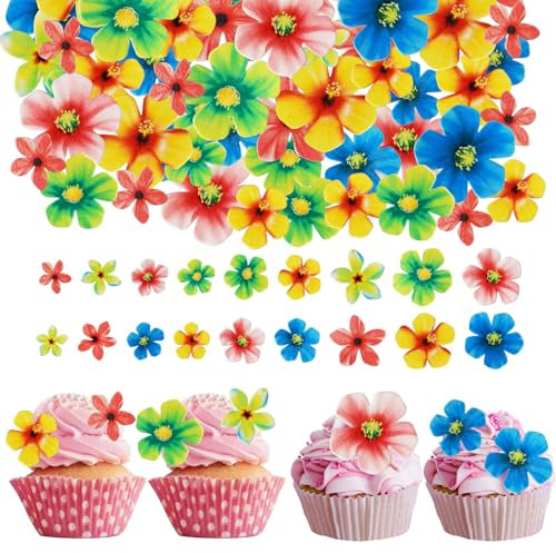 OSDUE Tortendeko Blumen, 70 Stück Blumen Kuchen Dekoration Deko Torte Cupcake Toppers Kuchen Deko für Geburtstag Hochzeit Party Kuchen Party Essen Dekoration (Mehrere Farben)