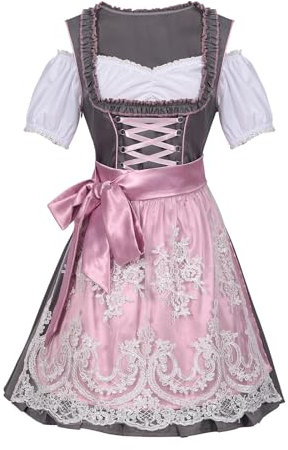 DeaAmyGline Dirndl für Damen - Dirndl Damen Midi Trachtenkleid Trachtenmode Trachtenrock Dirndlkleid inkl. Dirndlbluse Dirndlschürze 3 Teilig Oktoberfest Bayrische Besondere Anlässe