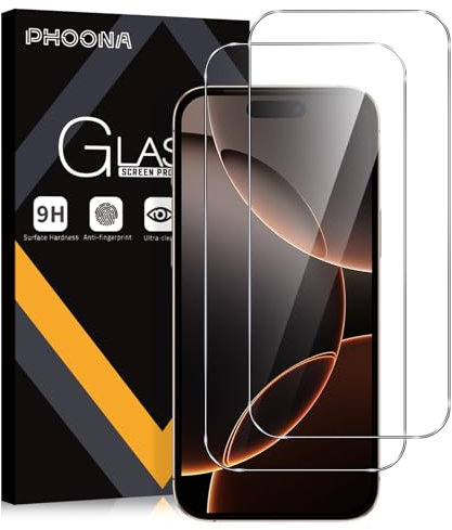 Phoona Vetro Temperato per iPhone 16 Pro Max, 2 Pezzi Pellicola Protettiva per iPhone 16 Pro Max, Durezza 9H, Anti Graffio, Anti-Impronte, Senza Bolle(6,9 Pollici)