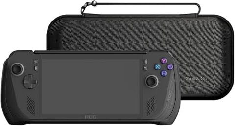 Skull & Co. GripCase Bundle for ROG Ally X: A Soft Protective Case with Textured Grips Full Protection and Stand, Shock-Absorption Non-Slip and Anti-Scratch Cover Design (with Carrying Case)- Black