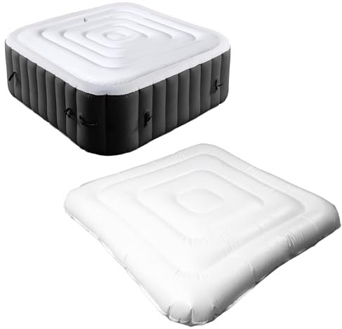 Couverture de Spa Gonflable, Couverture de Trop-Plein Anti-poussière et Anti-Pluie pour Spas Extérieurs Gonflables, Couvercle isolé à économie D'énergie pour Spa carré de 4,2 Pieds