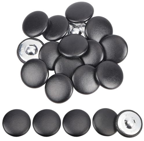 NBEADS 30 Stück PU Leder überzogene Knöpfe, 2.85cm Metall Schaft Runde Knöpfe Aus Kunstleder für Stricken Polstermöbel Tufting DIY Handarbeit, Schwarz