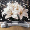Fototapete 3D Effekt Panorama -Tapete 400X280Cm Luxuriöse Blumen Seidenmaterial Wandbilder, Lilie Geeignet Für Die Wanddekoration Von Wohnzimmer Und Schlafzimmer