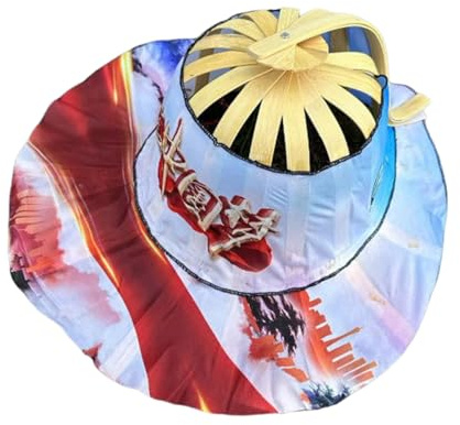AMateschitz Chapeau à éventail en bambou - Protection solaire - Pliable - Avec large bord - Polyvalent - Anti-UV - Pour voyage, pêche, plein air
