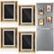 Geelin 4 Stück magnetischer Vintage-Rahmen für Kühlschrank, 9,9 x 7,5 cm, kleine Vintage-Kühlschrankmagnete, Bilderrahmen, Mini-Bilderrahmen, antiker verzierter goldfarbener Fotorahmeneinsatz für
