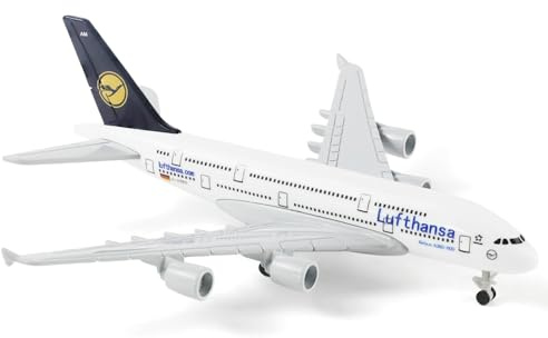 QIYUMOKE 1/400 für Lufthansa A380 Druckguss-Flugzeugmodell mit Ständer | 15 cm legiertes Verkehrsflugzeugmodell Mit Fahrwerk für erwachsene Luftfahrt-Sammler, Tischdekoration oder Geschenk