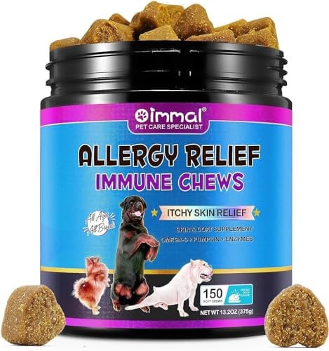 Wizco Itch & Immunity Treats for Dogs – 150 Chews | Allergy Relief, Anti-Itch Support, Skin & Coat Health | Suitable for All Breeds & Sizes | Peking Duck Flavour