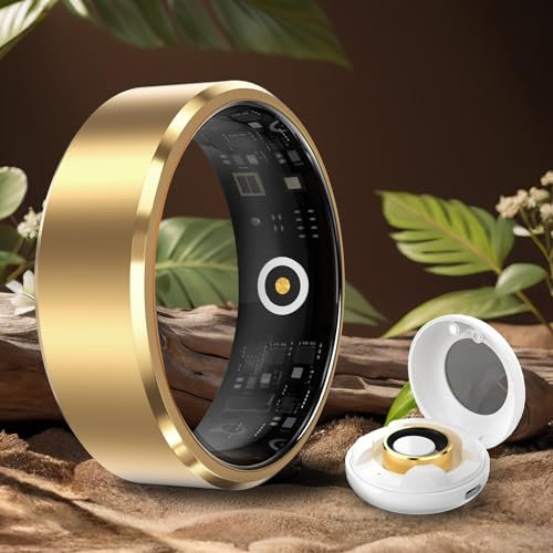 YD LIFE Smart Ring für Herren Damen - 2025 AI Fitness Tracker 5 ATM Wasserdicht mit Temperaturmessung,100+ Sportmodi,Schlafmonitor,Herzfrequenz, SpO2, Smartring für Android iOS (Gold, #10-20.1mm)