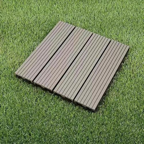 ELzEy Baldosa de Piso entrelazada for Exteriores, baldosa de Madera y plástico, Suelo Interior, balcón, Alfombra Cuadrada, decoración de Patio, 1 Unidad(Grigio)