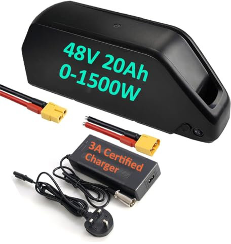 48V 20Ah Electric Bicycle Battery for 1500W Mountain Bike - Durable Lithium Ebike battery for Rear wheel Electric Bikes Conversion Kit (48V 20Ah 0-1500W/LG4800 Cell/Shark Battery)