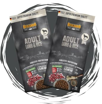 Belcando - Trockenfutter - Adult Lamb & Rice 2x1kg – optimal für Sensible Hunde – mit Lamm & Reis – gut verdaulich – mit Chiasaat für die Verdauung – ohne Weizen, Soja & Milchprodukte