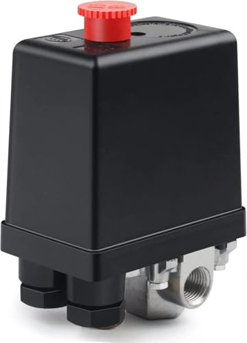 CYTGOUPER Druckschalter Kompressor 220V mit Kontrollventil, 90–125 Psi 4 Loch Druckregler Kompressor, Mehrzweck Druckschalter Luftkompressor für Schnellen Druckabbau 220 V/380 V 20A
