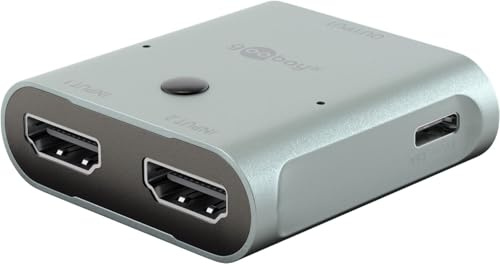 goobay HDMI 2.1 Switch, 8K 60Hz Umschalter 2x1, für TV/Monitor/Beamer, 2 Eingänge & 1 Ausgang, Wechsler unterstützt PS5, Xbox, Laptop, eARC & Dolby Atmos - 77791