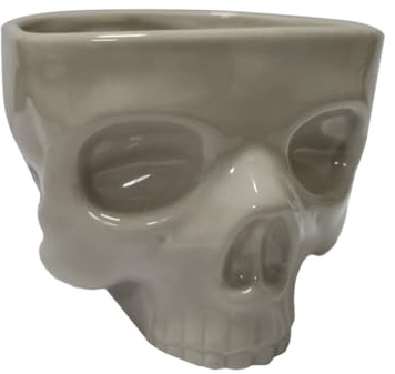Asyduey Retro Tabletop Decor Porcelain Gothic Skull Pasta Bowl Halloween Tableware Bar Food Noodle Salad Candy Ceramic Bowl L