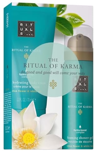Rituals The Ritual of Karma Travel Set, Mini Shower Gel 50ml and Body Cream 70ml