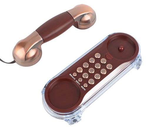 Ausla Antikes Retro-Wandtelefon, Schnurgebundenes Modetelefon aus Rotem Kupfer, Stilvolles Design für Zuhause und Büro (Kupferfarbe)