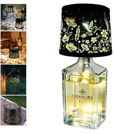 BigKing Wireless LED Wine Bottle Lamp, Rechargeable Bottle Topper Light with Shade - IP65 Waterproof Table Lamp for Home, Bar, Patio & Outdoor Decor