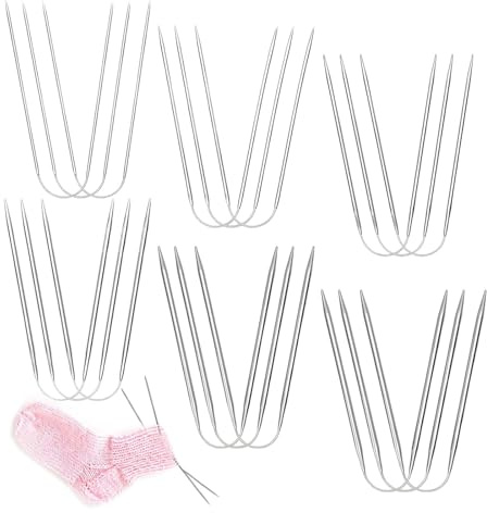 Edelstahl Rundstricknadelset 18 Teile, Sockenrundnadeln in 6 Größen 2–4 mm | Glatte rostfreie Nadeln mit abgerundeten Spitzen, leicht zu handhaben, ideal für Socken, Pullover und alle Handstrickprojekte