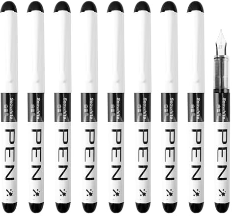 9 Pack Disposable Fountain Pen 0.38 mm Fine Nib Smooth Writing(Black) | Fountain Pen EF Nib for Sketching, Journaling, Calligraphy, Doodling Black Ink Fountain Pens for Writing Quick-drying
