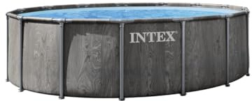 Intex 26742GS 4.57m x1.22m Greywood Prism Frame Premium Pool Set (Includes Filter Pump, Safety Ladder, Ground Cloth, Pool Cover)