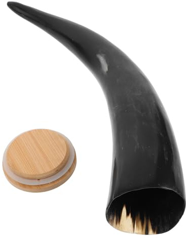 Horn Kelch Großes Fassungsvermögen aus Ox Horn Holz Oktoberfest Party | Retro Wikingerstil, als Trinkbecher und Requisite, für Bühne, Cosplay und Historische Sammler