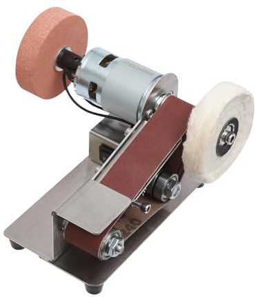 Bandschleifer 9000 U/Min,Mini Bandschleifer 150W Kupfermotor,7-Gang-Regelbar,30X330Mm Schleifband,1-45° Neigbarer Tisch,20 Bänder, Staubschutz,Für Holz Metall Diy Und Modellbau,Kompakt 17.5X11X4 Cm