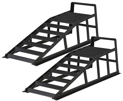 Wiltec Auffahrrampe 2er Set bis 2 t je Paar, 920 x 305 x 278 mm, Auffahrschiene für Fahrzeuge, Verladerampen aus Stahl