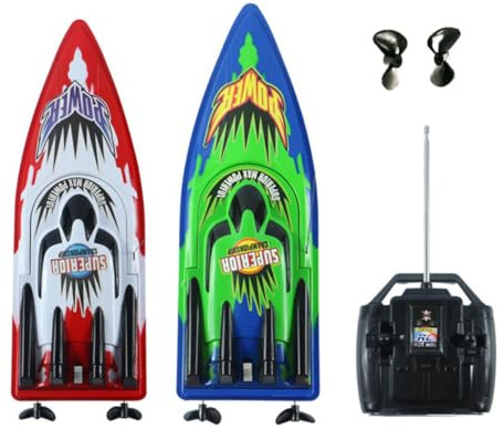 JUMPLAWN Ferngesteuertes Boot Wasserspielzeug aus Kunststoff mit Starkem Motor und Doppelter Wasserschutzschicht Grünes Rc Boot mit 2 Propellern für Seen und Pools