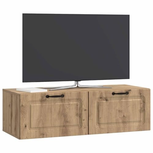 vidaXL Wandmontierter TV-Schrank Artisan-Eiche 98 x 41 x 30 cm, Wohnzimmermöbel, moderner TV-Ständer, viel Stauraum, funktionale Medien-Einheit, platzsparendes Design, Holz-Unterhaltungszentrum