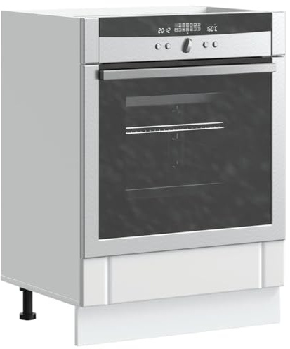 Ziaphsol Lucca Armoire de cuisine en bois blanc 60 x 46 x 81,5 cm avec pieds réglables, espace de rangement pour micro-ondes et four, armoire de cuisine compacte pour plan de travail et garde-manger