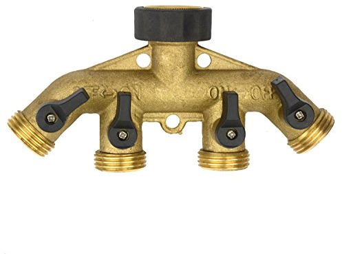 Brass Fittings 4 Way Male Connector With Individual On/Off Valves Garden Tap Hose Adapter